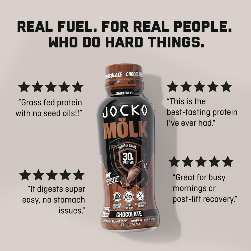 Jocko Fuel High Protein Shakes, Banana Cream, 12 fl oz | 12 Pack
