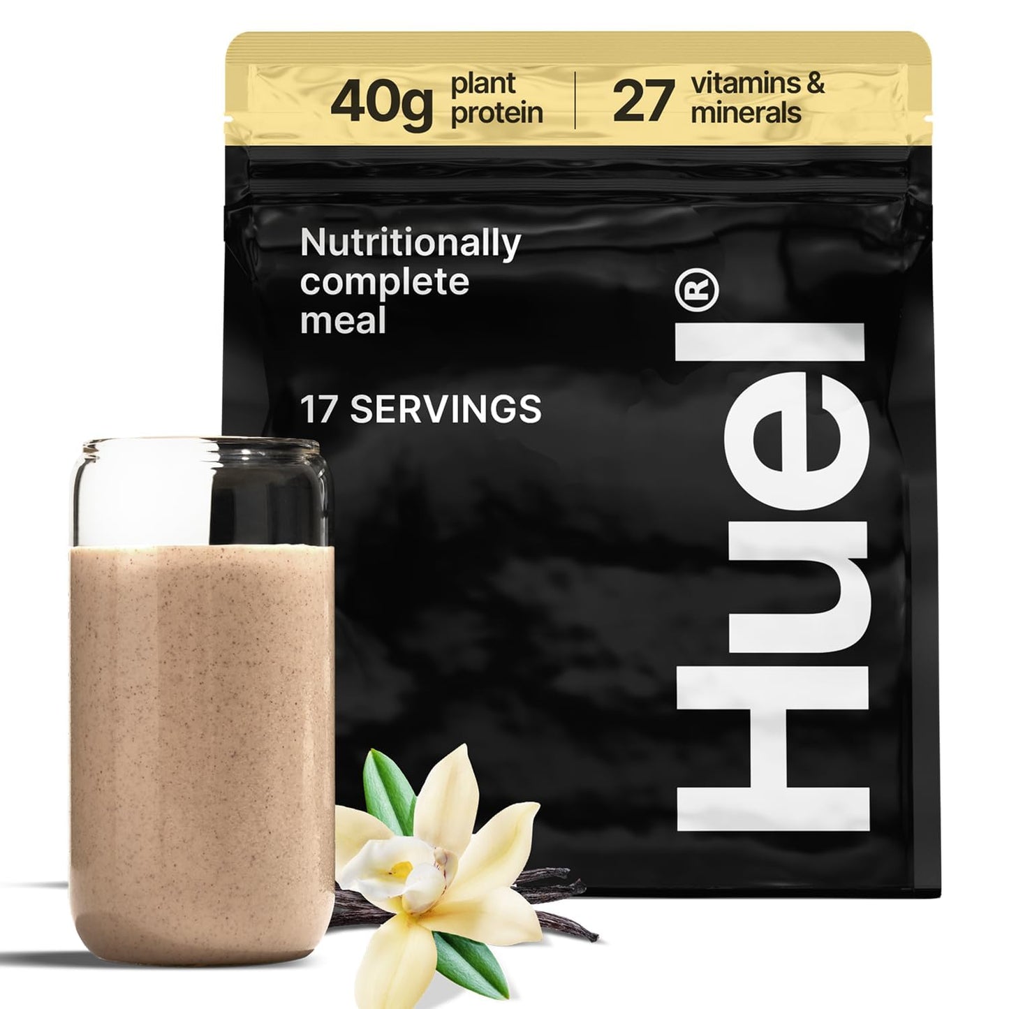 Huel Black Edition | Chocolate 40g Vegan Protein Powder | Nutritionally Complete Meal Replacement | 27 Vitamins and Minerals, Gluten Free | 17 Servings