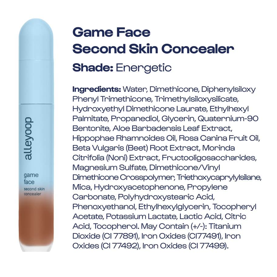 Alleyoop Game Face Makeup Concealer - Lightweight, Buildable Under Eye Concealer for Dark Circles, Hydrating Cream Formula for Women with Aloe Stem Cell - Smooth, Crease-Proof Makeup, Energetic
