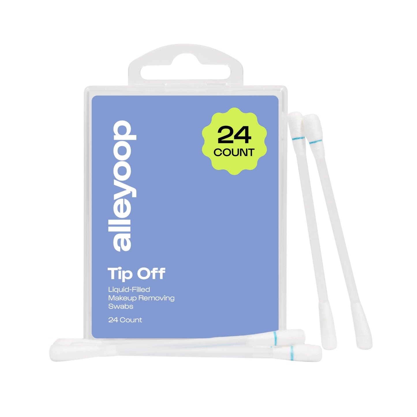 Alleyoop Cotton Swabs for Makeup, Tip Off Liquid-Filled Makeup Removing Swabs (24 Count, 1 Pack) - Easy-To-Use & Space Saving Makeup Remover - Disposable Cotton Tips for Eye, Lip, Eyebrow, & Eyeshadow