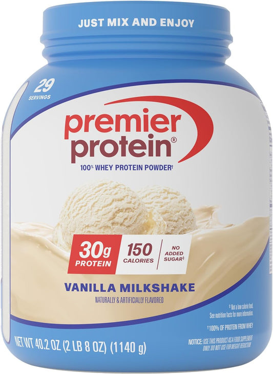 Premier Protein 30g High Protein Powder, 100% Whey, Vanilla, 29 Servings