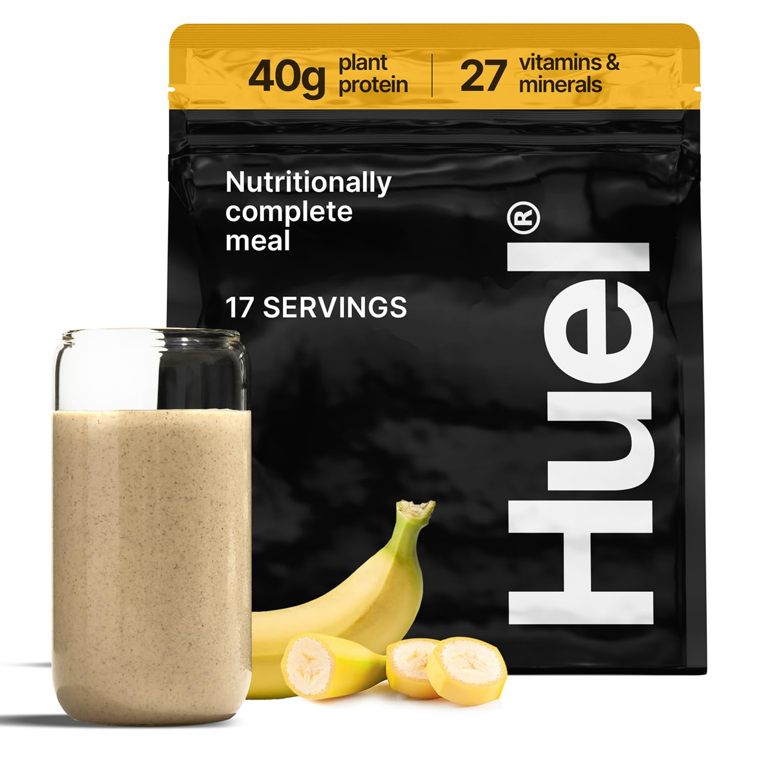 Huel Black Edition | Chocolate 40g Vegan Protein Powder | Nutritionally Complete Meal Replacement | 27 Vitamins and Minerals, Gluten Free | 17 Servings