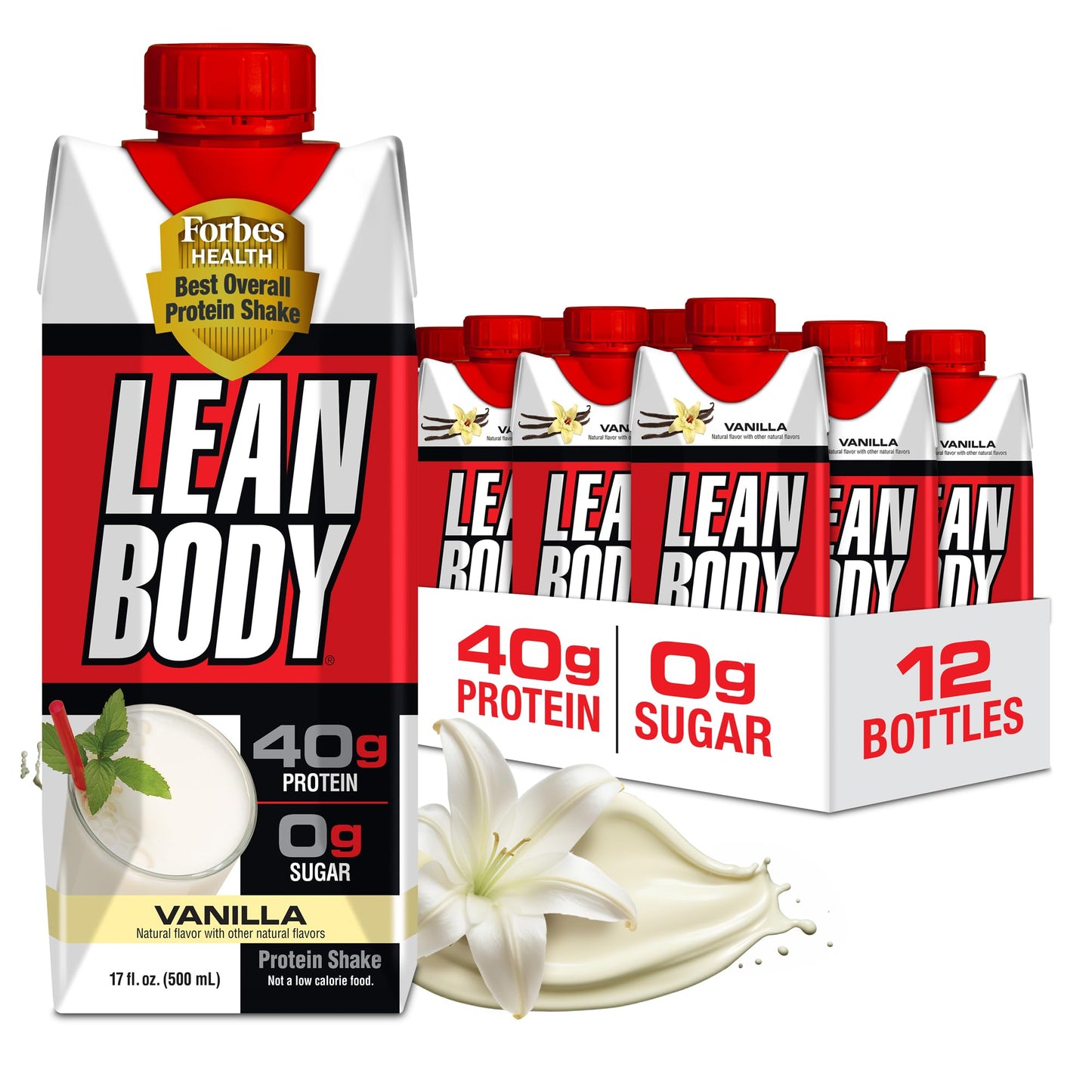Labrada Lean Body Ready-to-Drink Banana Protein Shake,40g Protein,Whey Blend,0 Sugar,Gluten Free,22 Vitamins & Minerals,17 Ounce (Recyclable Carton & Lid - Pack of 12) LABRADA