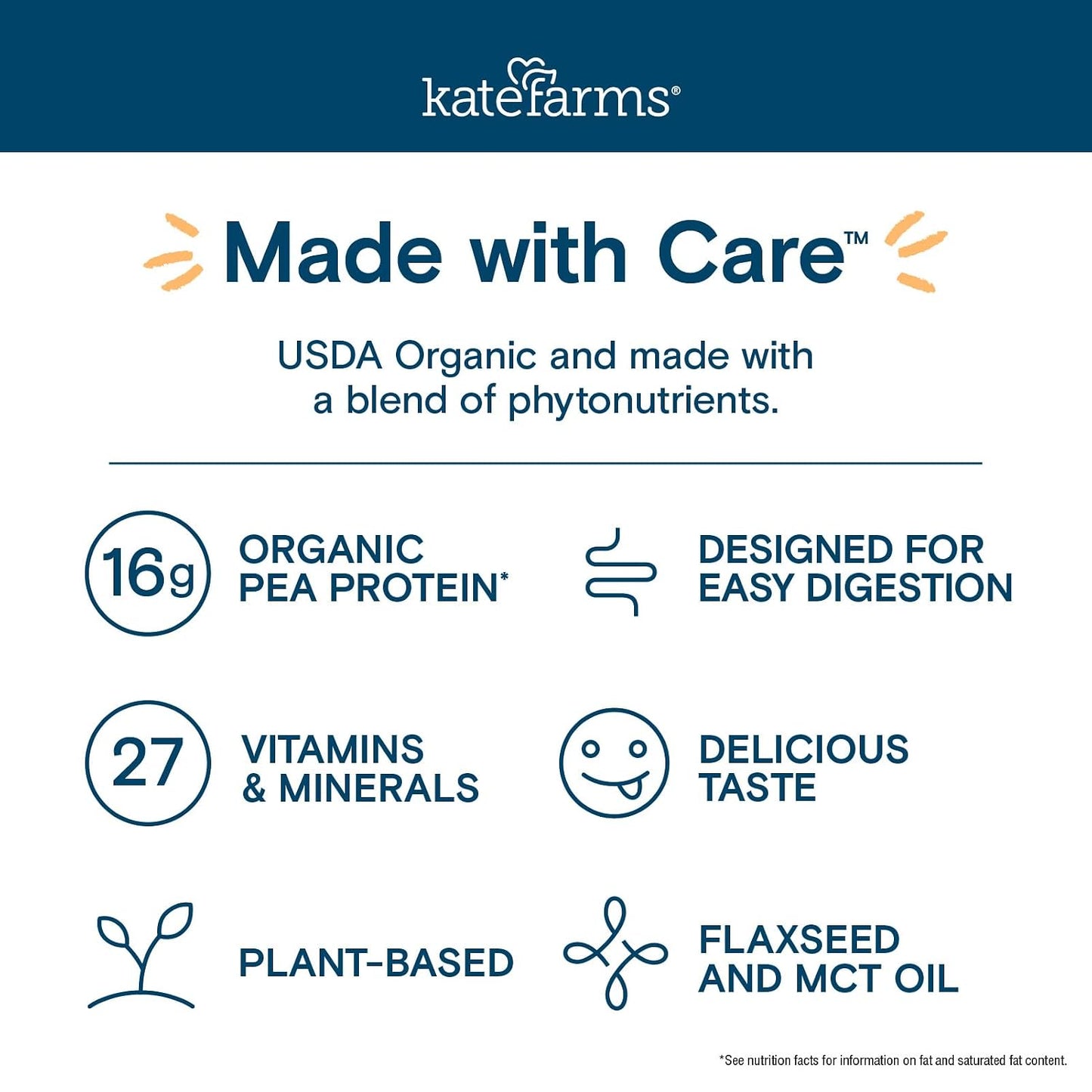 KATE FARMS Organic Nutrition Shake, Vanilla, 16g Protein, 12 Pack