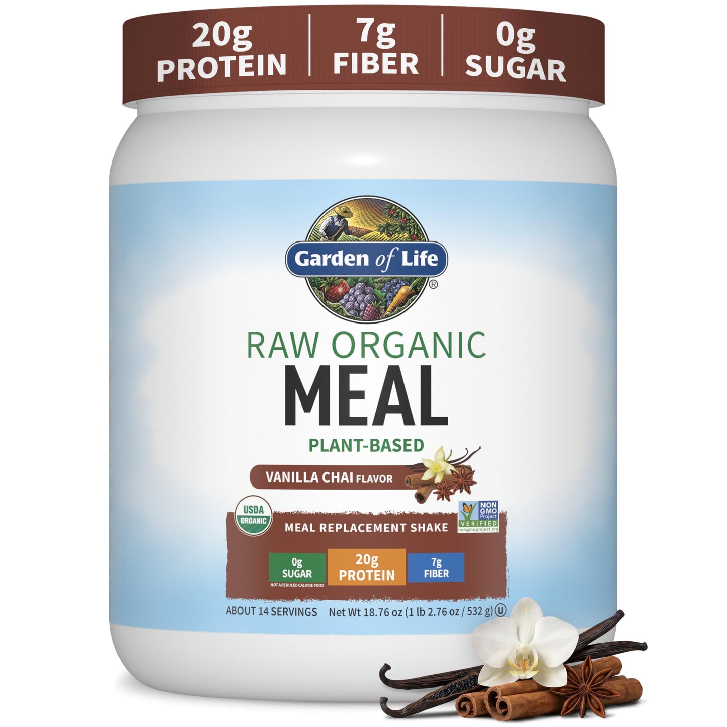 Garden of Life Raw Organic Meal Protein Powder, Chocolate, 28 Servings | Raw Organic, with Plant Based Pea Protein, Sprouts, Greens, Probiotics, Dairy Free 28 Servings