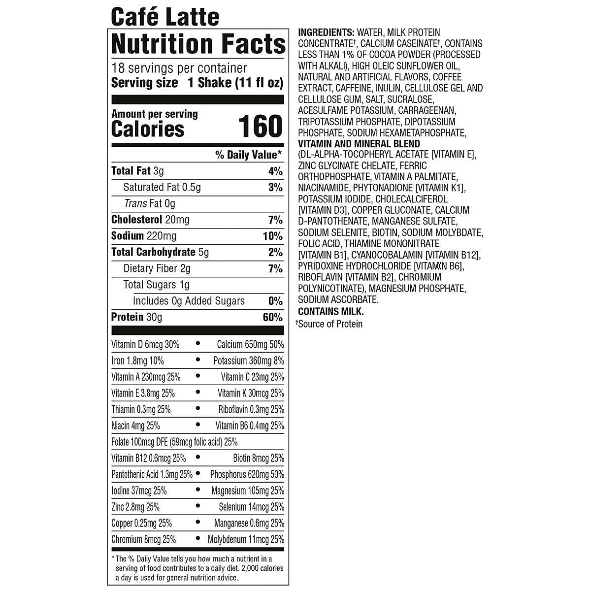 Premier 30g Protein PLUS Energy and Immune Support Shakes, Cafe Latte, 11 fl oz, 18-pack