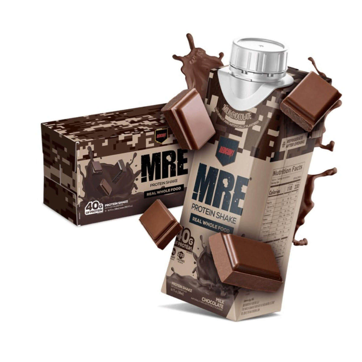 REDCON1 MRE RTD Protein Shake | Milk Chocolate | Lactose Free, 40g Protein - 12 Pack, 14 oz