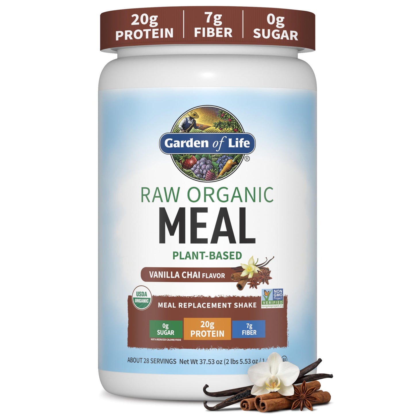 Garden of Life Raw Organic Meal Protein Powder, Chocolate, 28 Servings | Raw Organic, with Plant Based Pea Protein, Sprouts, Greens, Probiotics, Dairy Free 28 Servings