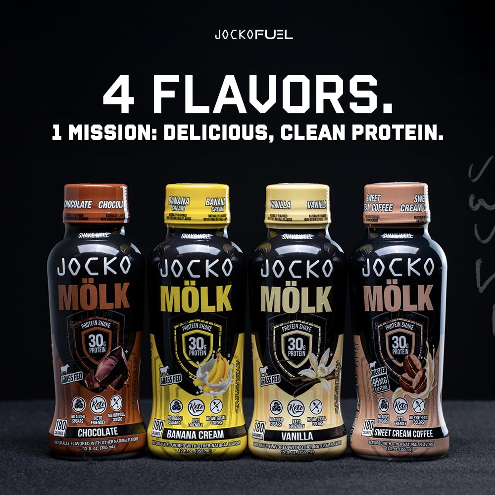 Jocko Fuel High Protein Shakes, Banana Cream, 12 fl oz | 12 Pack