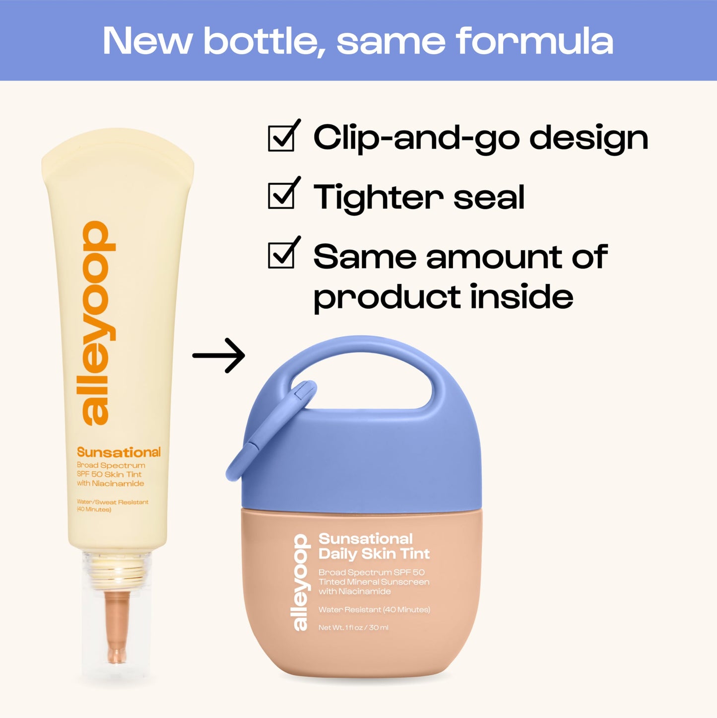 Alleyoop Sunsational Tinted Moisturizer SPF 50 for Face Broad Spectrum – 100% Mineral Face Sunscreen with Jojoba, Hydrating & Soothing Tinted Sunscreen, Vegan & Cruelty-Free (Glimmer)