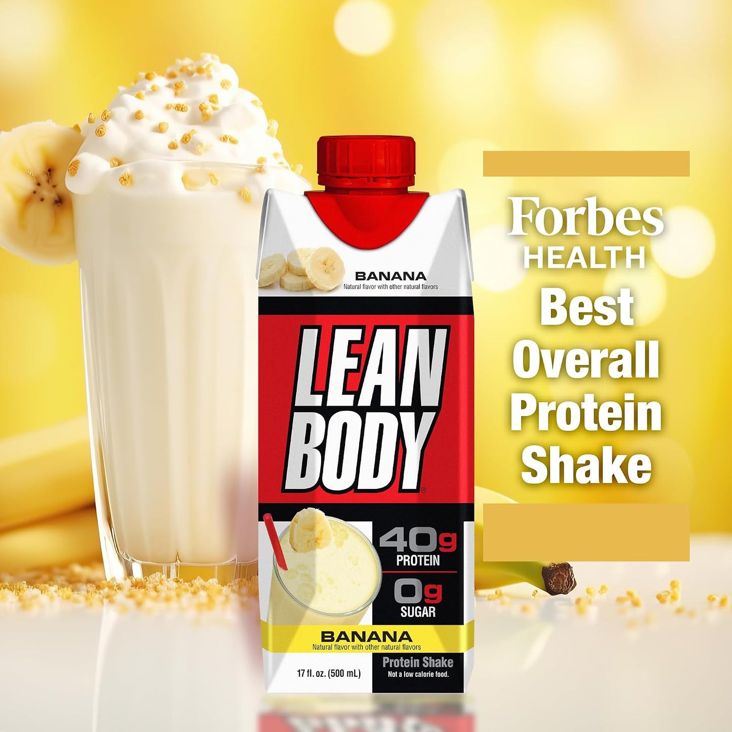 Labrada Lean Body Ready-to-Drink Banana Protein Shake,40g Protein,Whey Blend,0 Sugar,Gluten Free,22 Vitamins & Minerals,17 Ounce (Recyclable Carton & Lid - Pack of 12) LABRADA