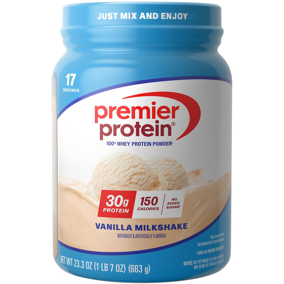 Premier Protein 30g High Protein Powder, 100% Whey, Vanilla, 29 Servings