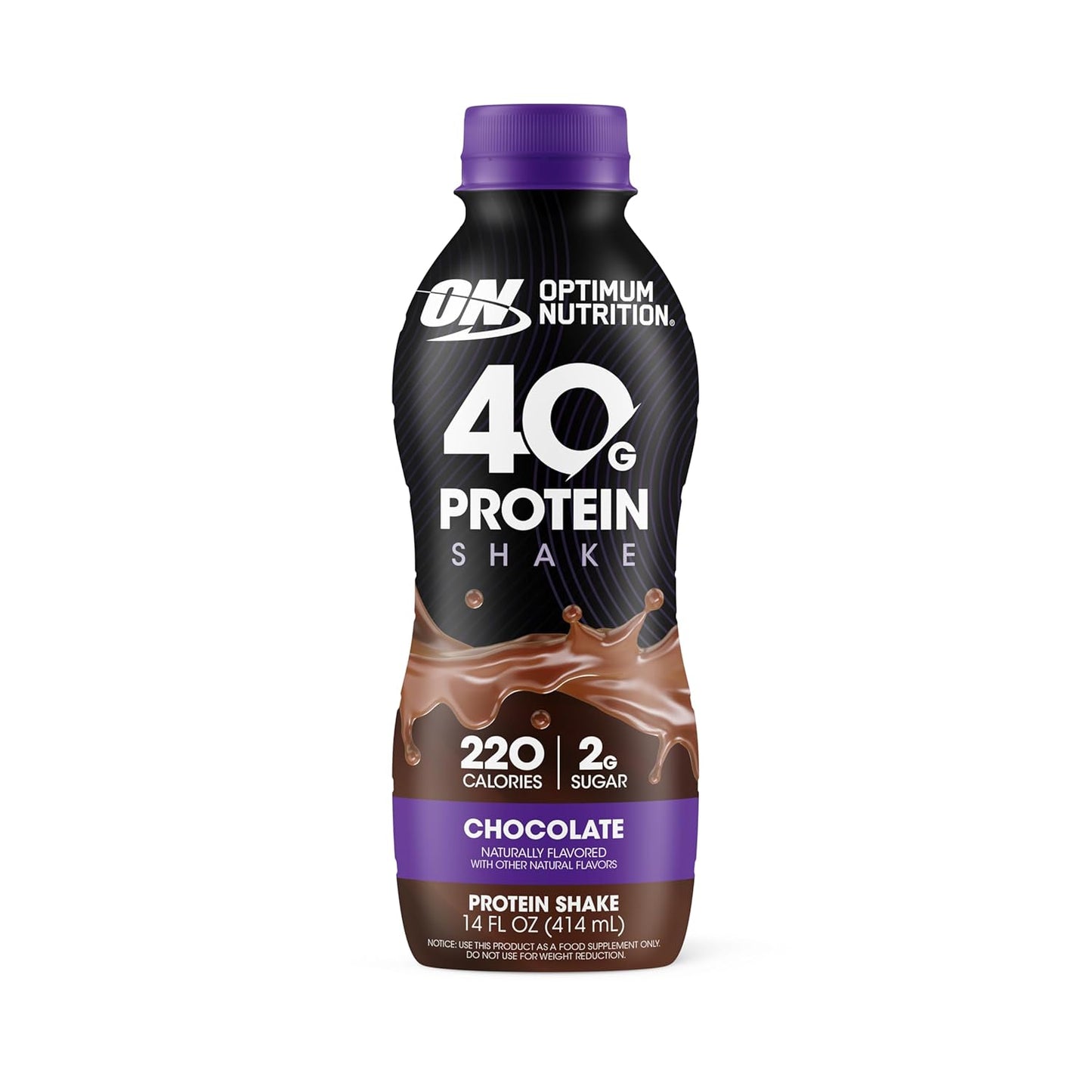 Optimum Nutrition 40g Protein Shake, Chocolate, 14 Fl Oz, 12 Ct | Naturally Flavored, On The Go Complete Protein Drink, Supports Muscle Recovery, 40g of Protein per Serving, Gluten Free