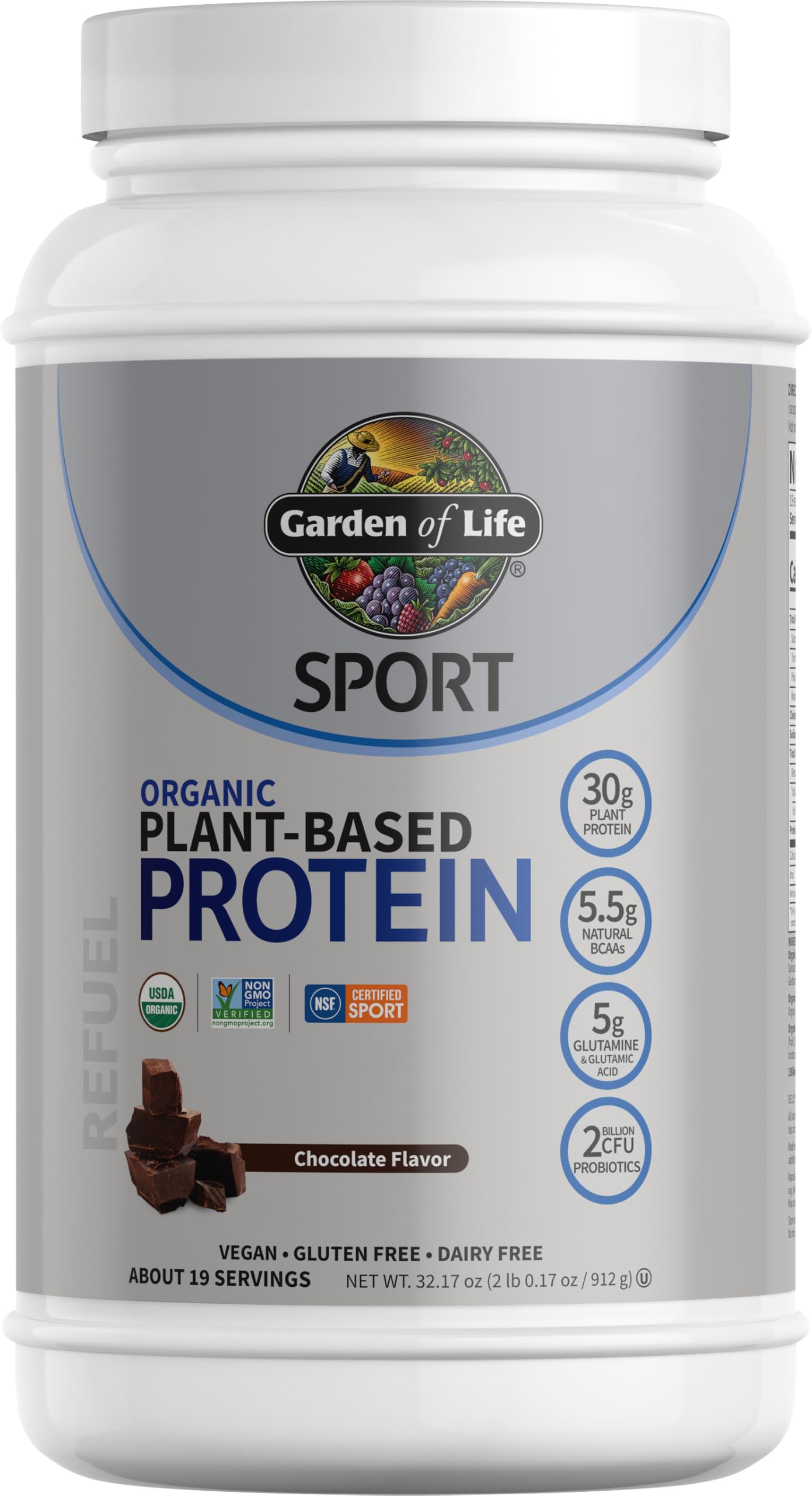 Garden of Life Organic Vegan Protein Powder with Probiotics, BCAAs, NSF Certified, Gluten Free & Sport, Non GMO, Sport Protein Powder, 19 Servings, Vanilla