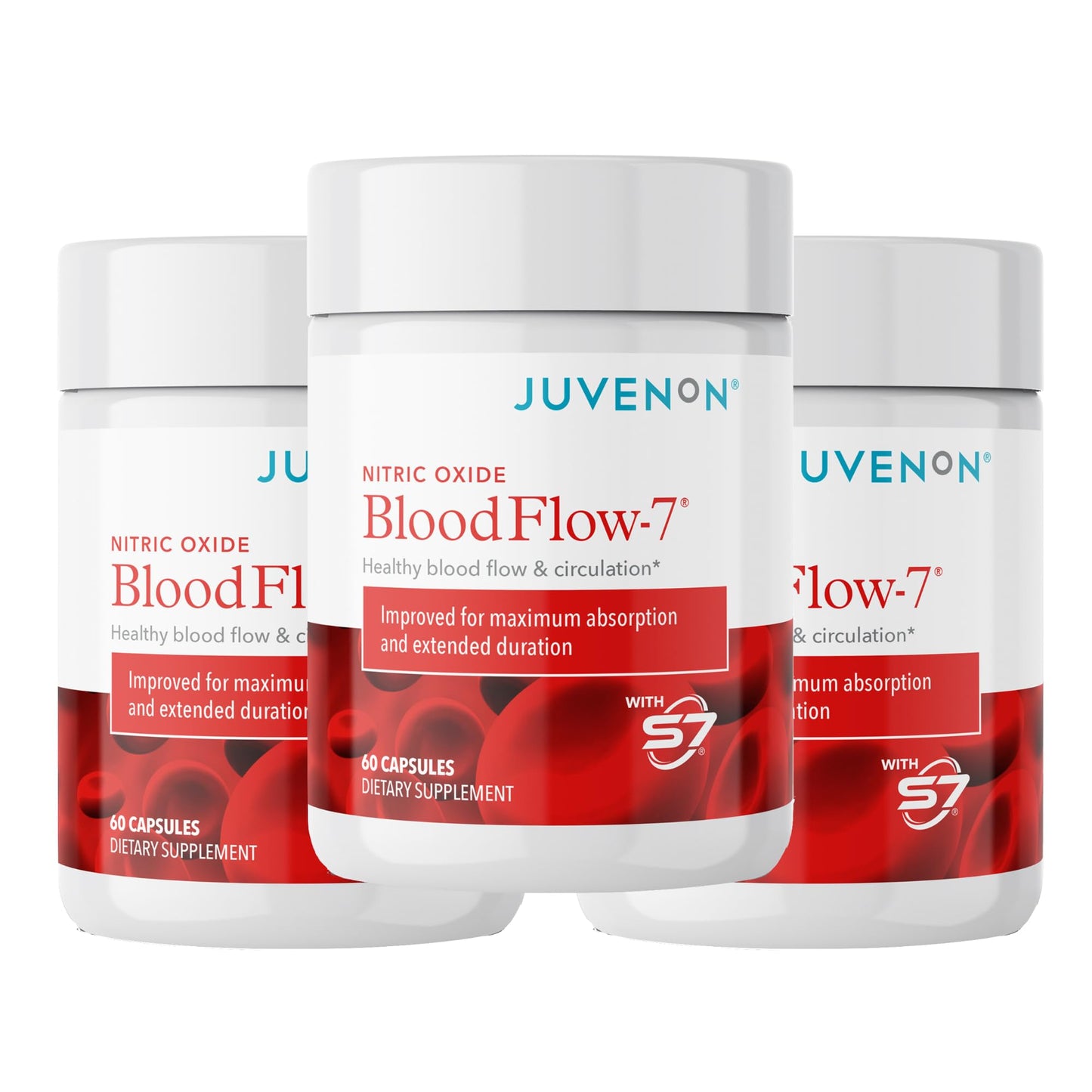 Juvenon BloodFlow-7 Nitric Oxide Supplements for Men & Women - Natural Nitric Oxide Booster with Nitrosigine® + S7® - Blood Flow & Circulation Support (1-Pack)