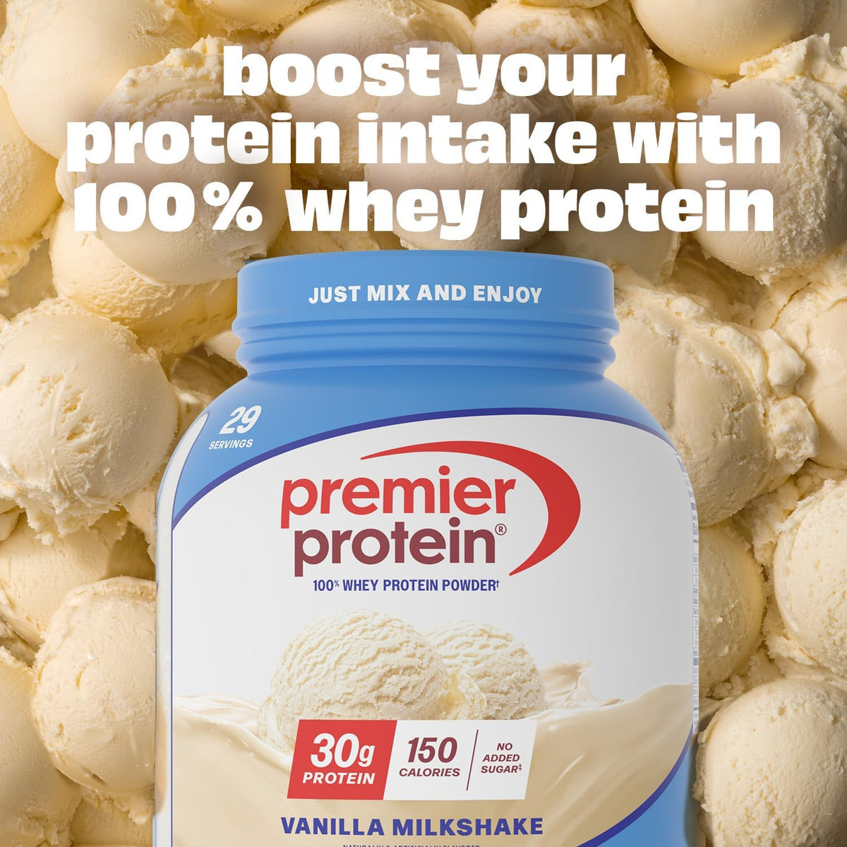 Premier Protein 30g High Protein Powder, 100% Whey, Vanilla, 29 Servings