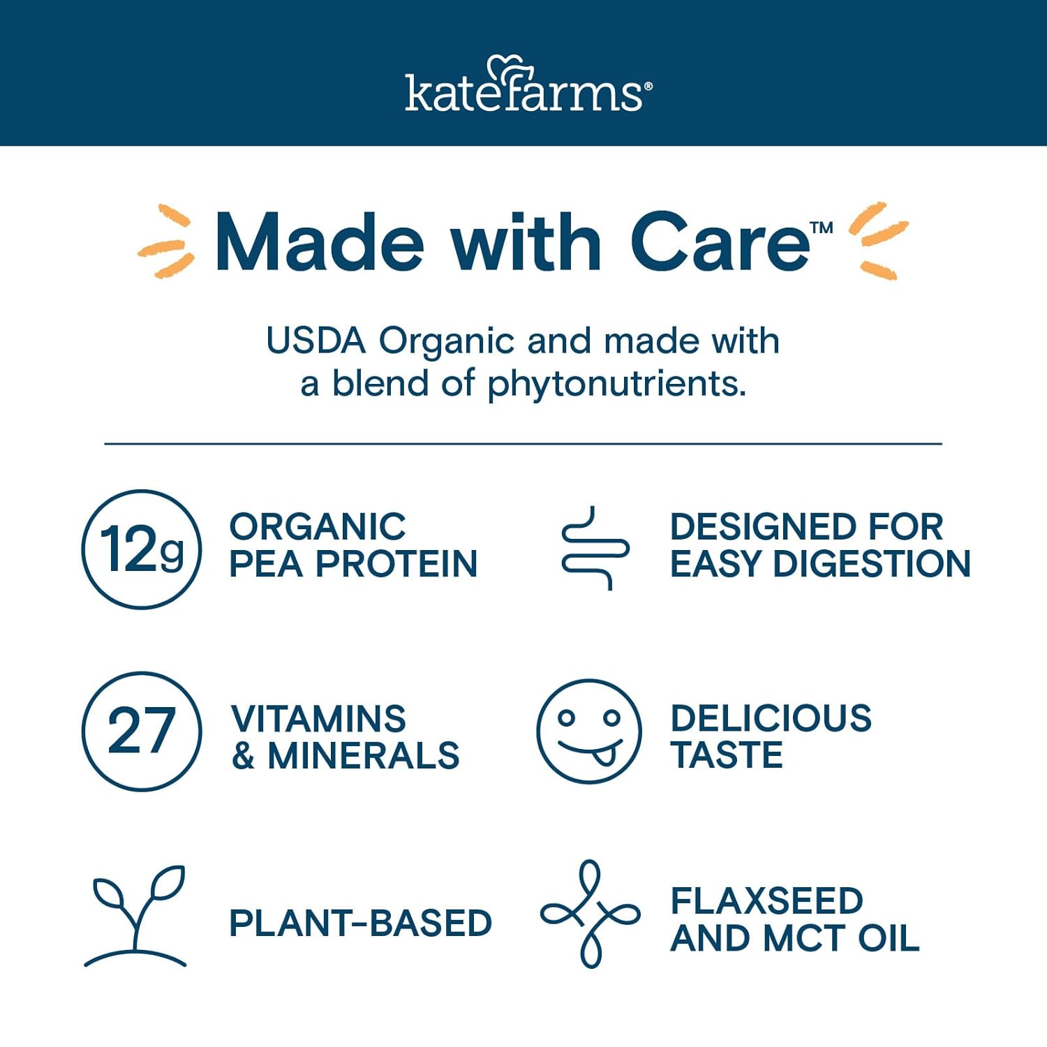 KATE FARMS Pediatric 1.2 High Calorie Shake, Vanilla, 6 Pack | Organic pediatric nutrition shake with 12g protein plus 27 vitamins and minerals.