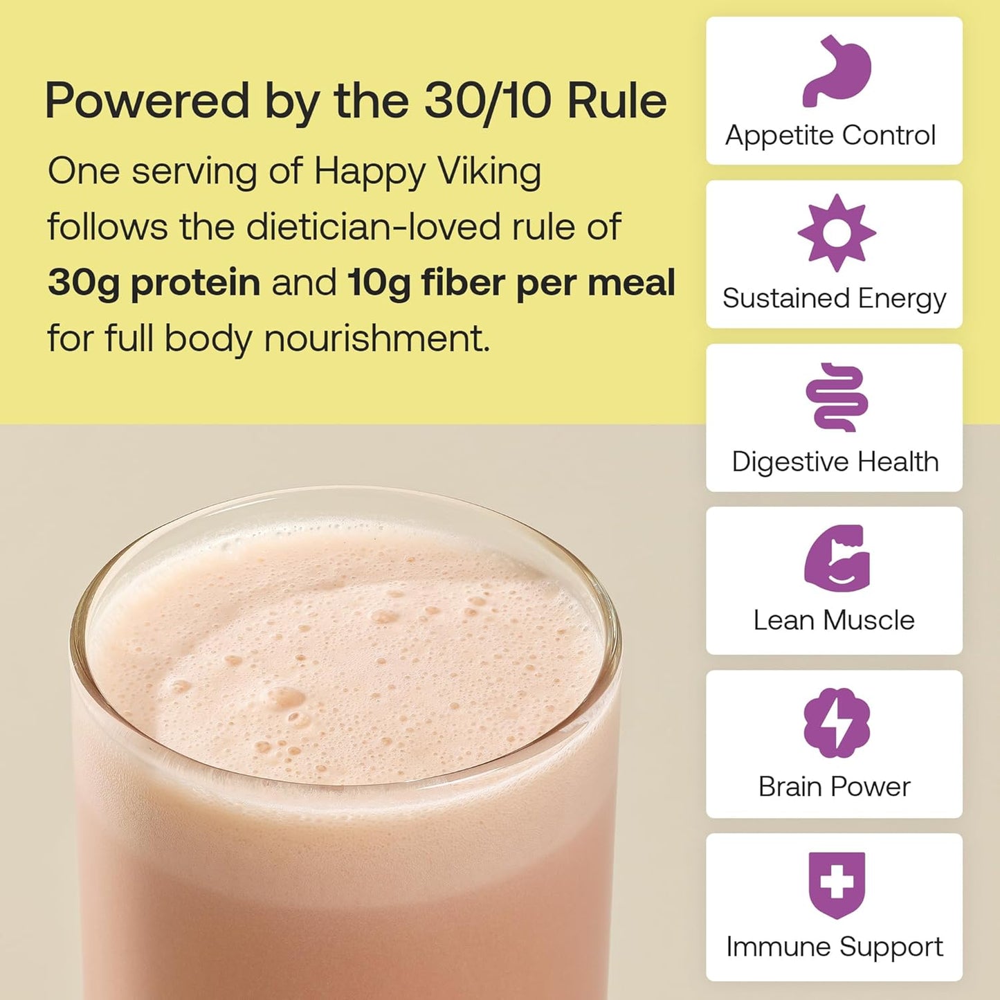 Happy Viking Plant-Based Vegan Protein Powder +100 Superfoods Vanilla Meal Replacement Shake, Created by Venus Williams, 30g Plant Protein, 10g Fiber,Gluten-Free, Non-GMO, 15 Meals