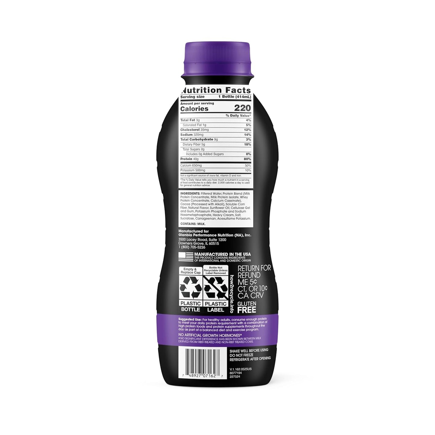 Optimum Nutrition 40g Protein Shake, Chocolate, 14 Fl Oz, 12 Ct | Naturally Flavored, On The Go Complete Protein Drink, Supports Muscle Recovery, 40g of Protein per Serving, Gluten Free
