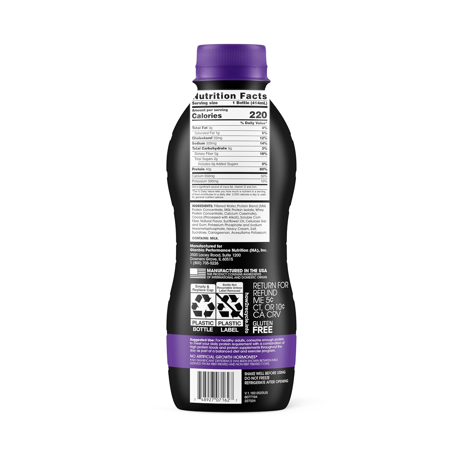 Optimum Nutrition 40g Protein Shake, Chocolate, 14 Fl Oz, 12 Ct | Naturally Flavored, On The Go Complete Protein Drink, Supports Muscle Recovery, 40g of Protein per Serving, Gluten Free