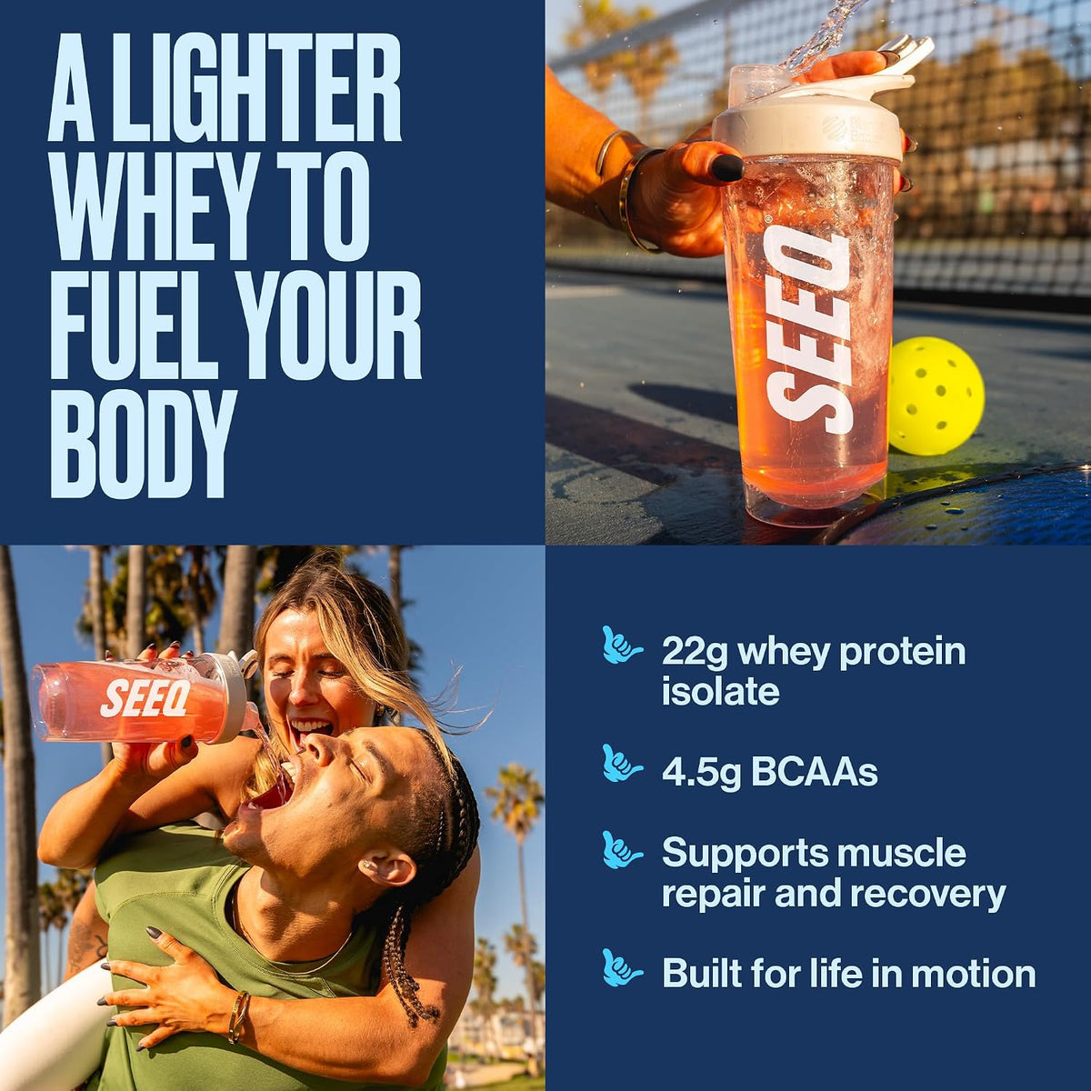 SEEQ Clear Protein Powder Packets - 18 Count Sample Pack - 22g Clear Whey Protein Isolate - Zero Sugar - 0g Lactose, Allergen-Friendly - GLP-1 Support - Post-Workout Recovery - Mixed Flavors