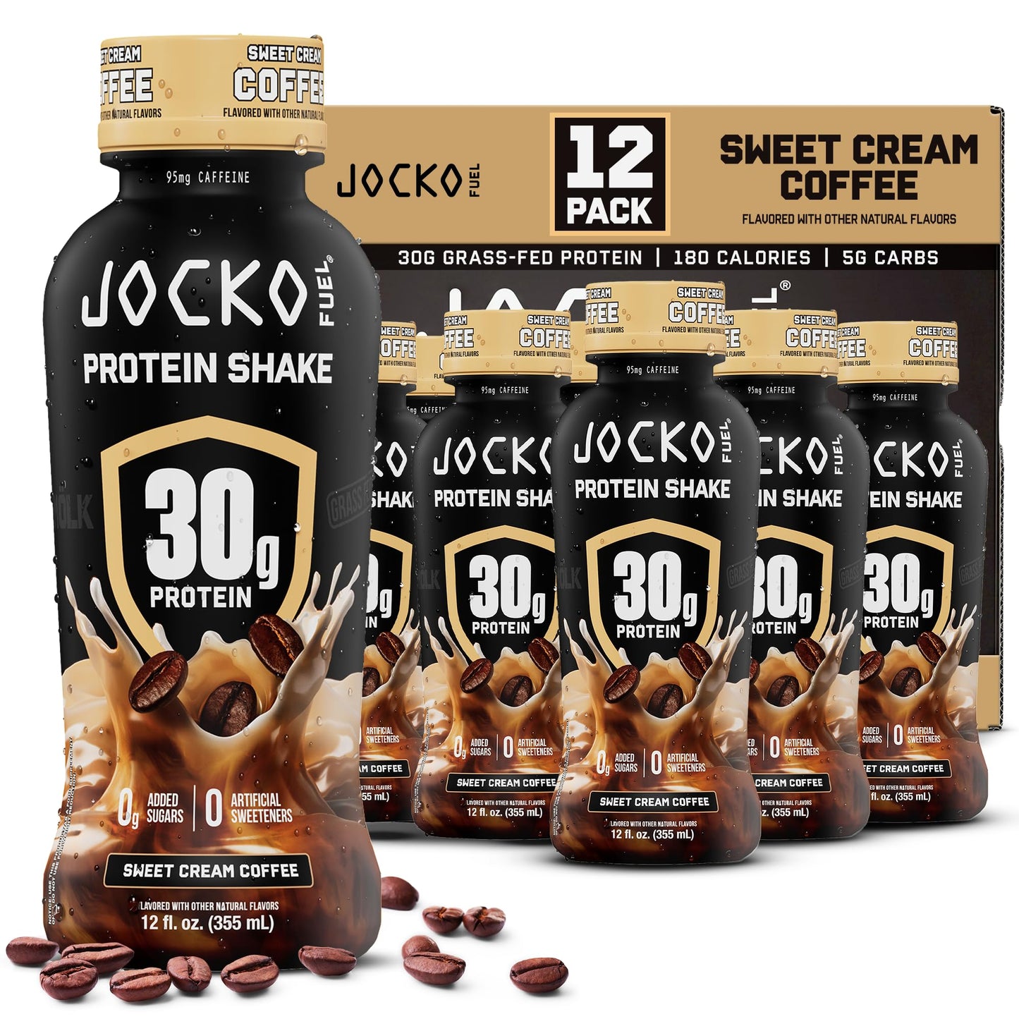 Jocko Fuel High Protein Shakes, Banana Cream, 12 fl oz | 12 Pack