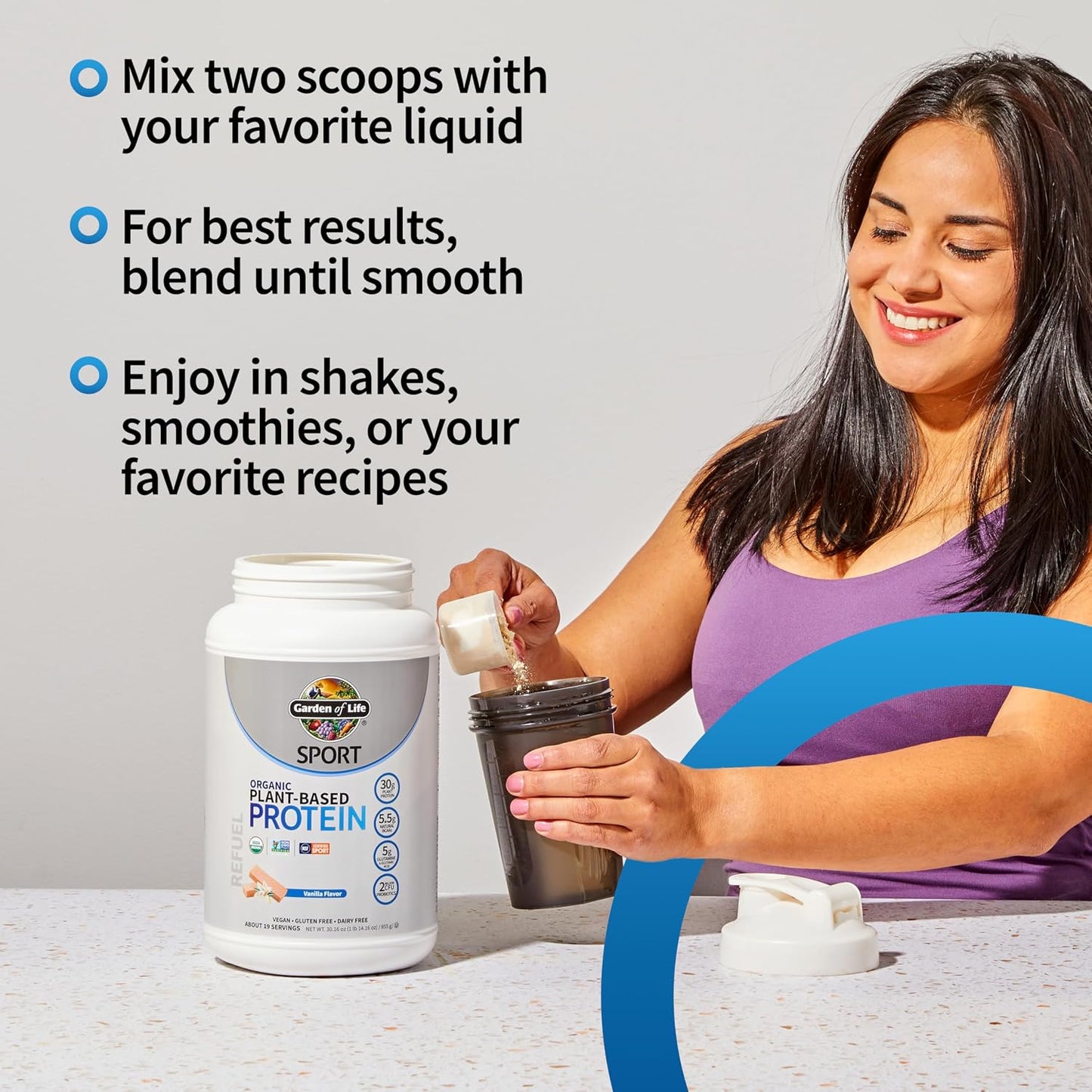 Garden of Life Organic Vegan Protein Powder with Probiotics, BCAAs, NSF Certified, Gluten Free & Sport, Non GMO, Sport Protein Powder, 19 Servings, Vanilla