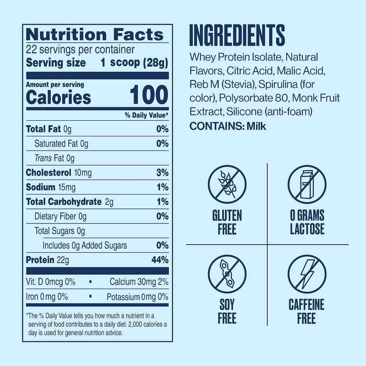 SEEQ Clear Protein Powder - Blue Razz Freeze - 22 Servings - 22g Clear Whey Protein Isolate - Zero Sugar - 0g Lactose - Allergen Friendly - GLP1 Support - Bone Health - Muscle Post Workout Recovery