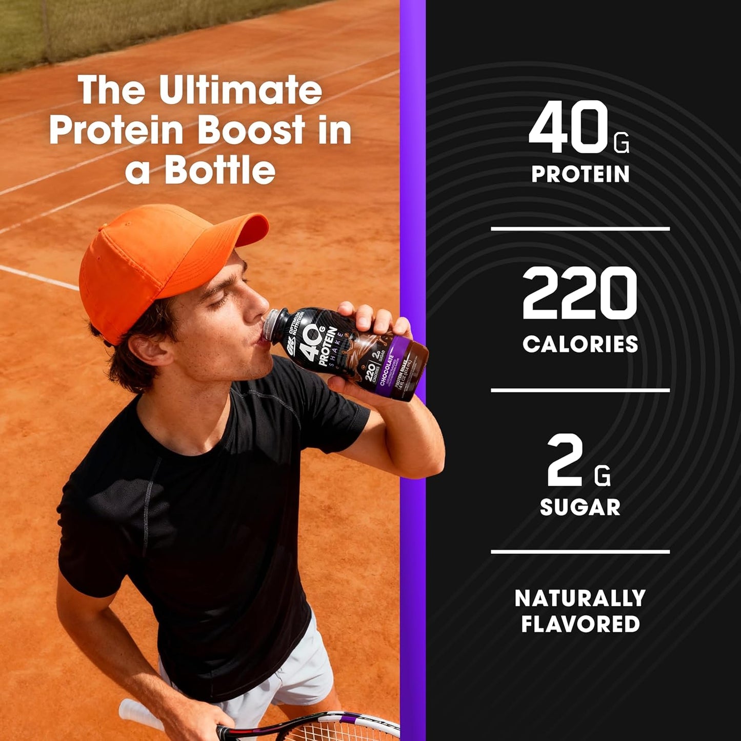 Optimum Nutrition 40g Protein Shake, Chocolate, 14 Fl Oz, 12 Ct | Naturally Flavored, On The Go Complete Protein Drink, Supports Muscle Recovery, 40g of Protein per Serving, Gluten Free