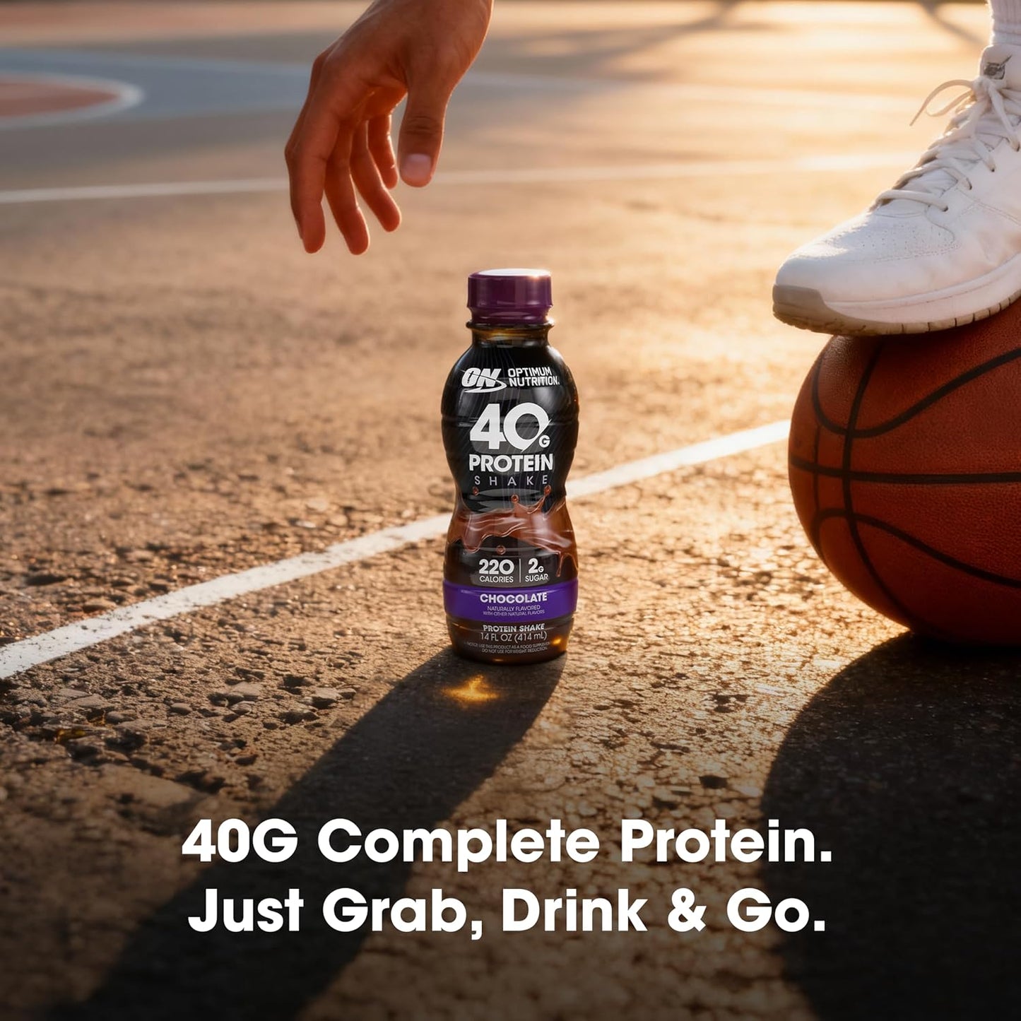 Optimum Nutrition 40g Protein Shake, Chocolate, 14 Fl Oz, 12 Ct | Naturally Flavored, On The Go Complete Protein Drink, Supports Muscle Recovery, 40g of Protein per Serving, Gluten Free